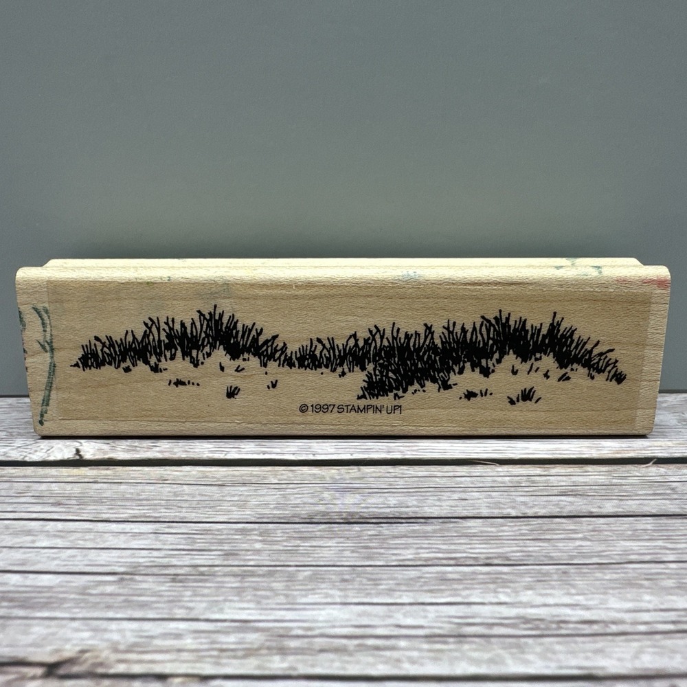 Stampin' Up! Grass Field Border Landscape 1997 Rubber Stamp Wood #086